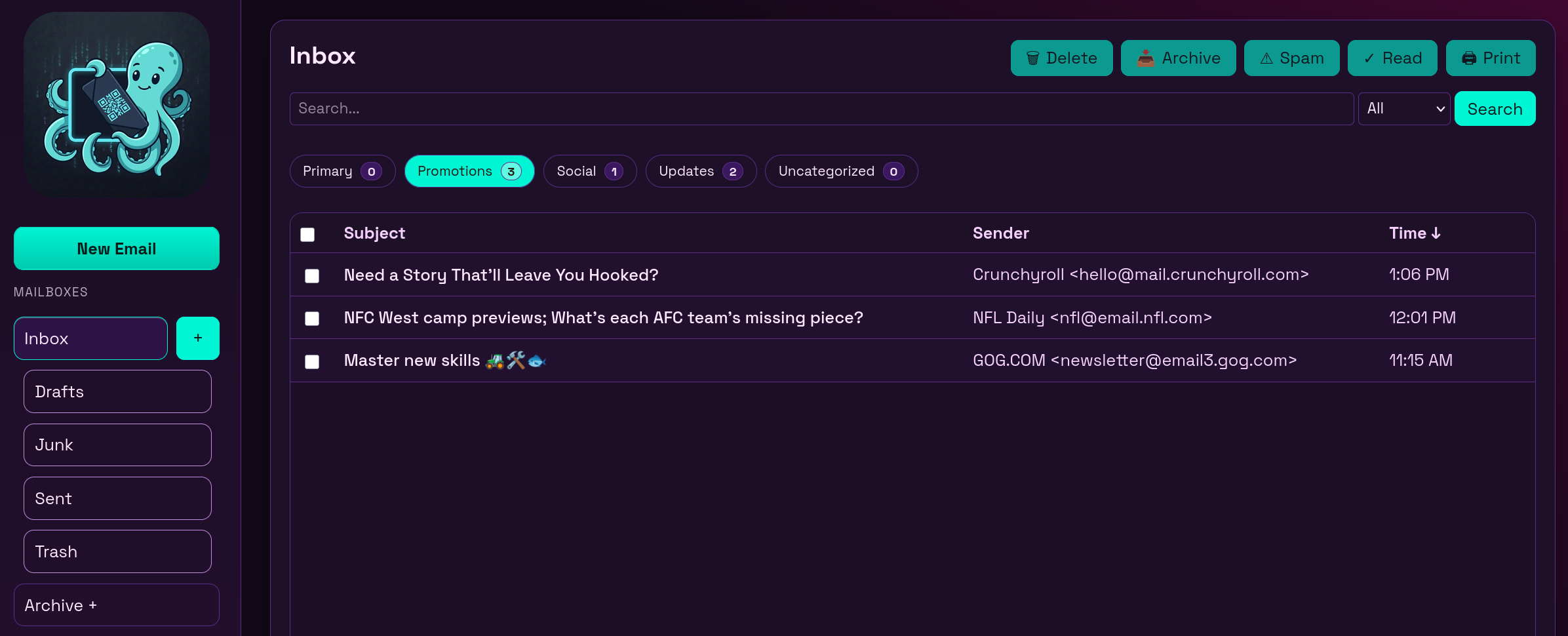 KyPost web inbox in the Cyber Punk theme