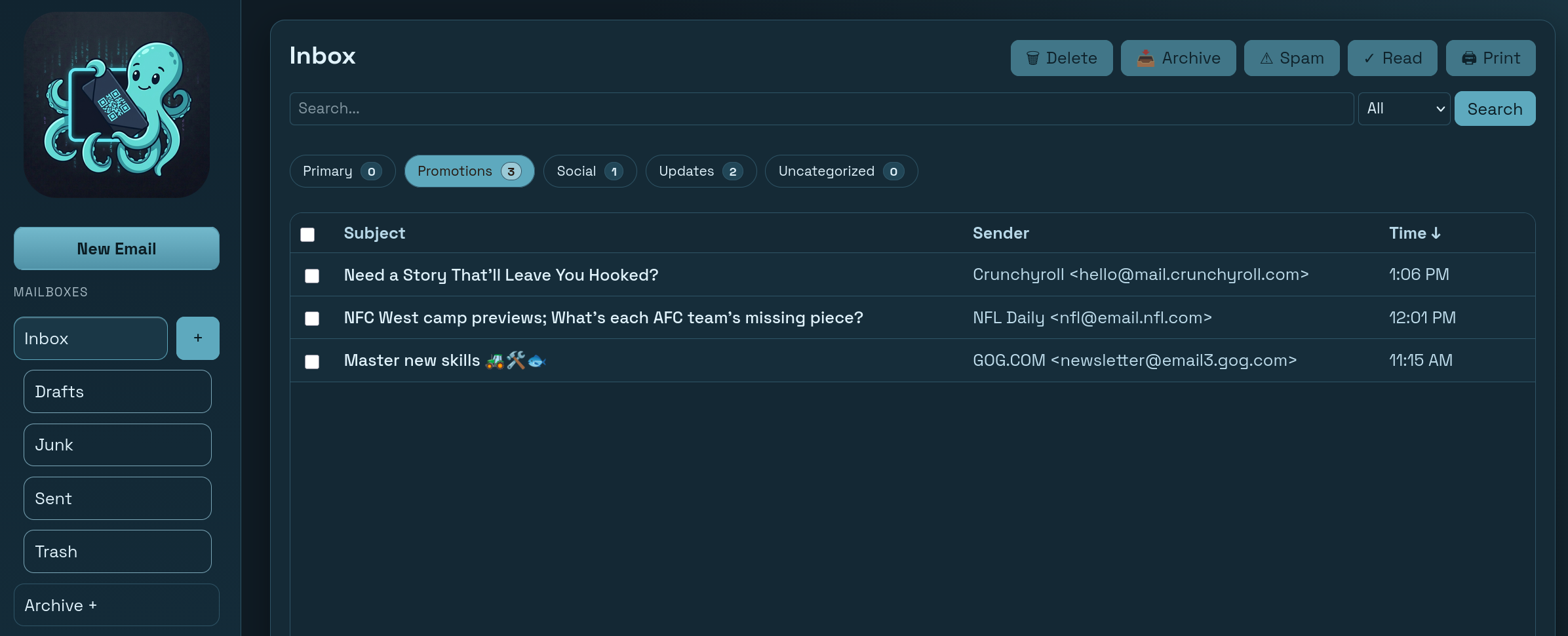 KyPost web inbox in the Ocean theme