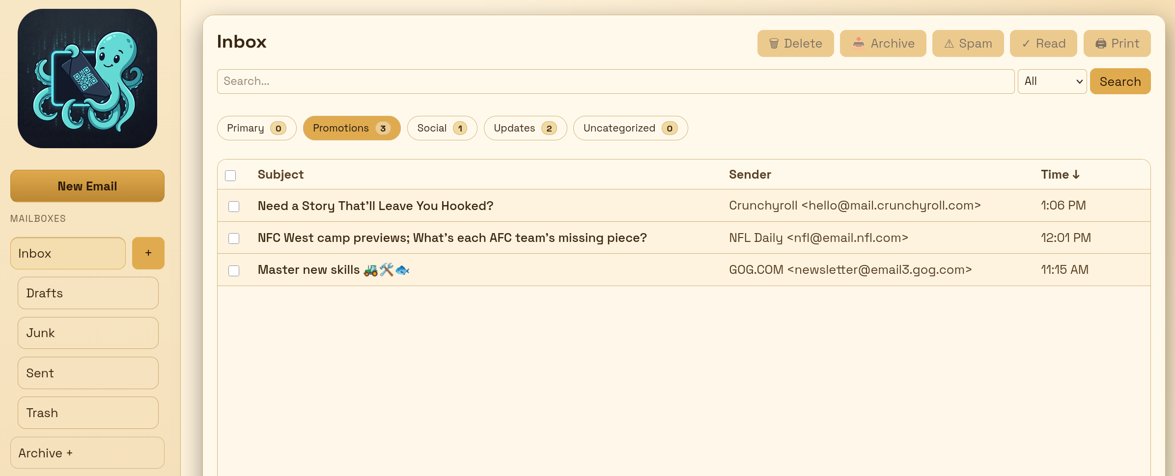 KyPost web inbox in the Sun theme